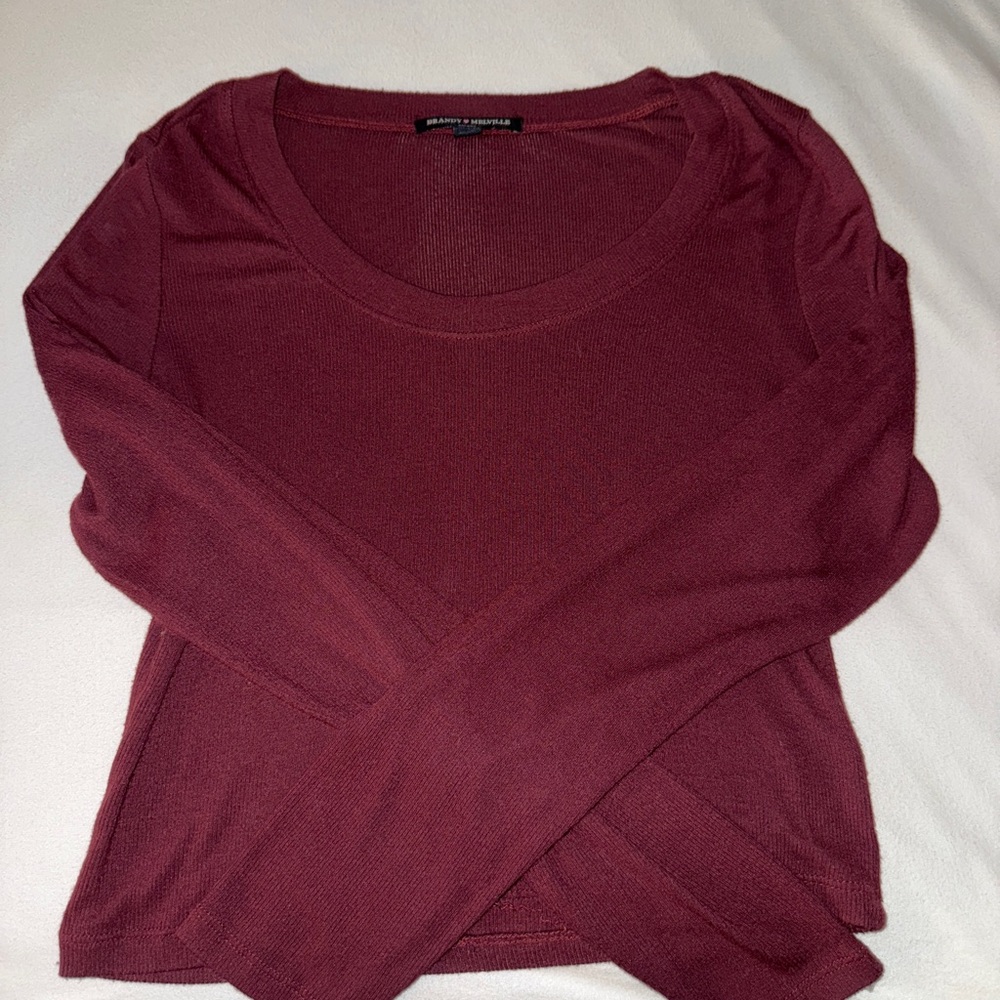 Brandy Melville Burgundy Long Sleeve Blouse